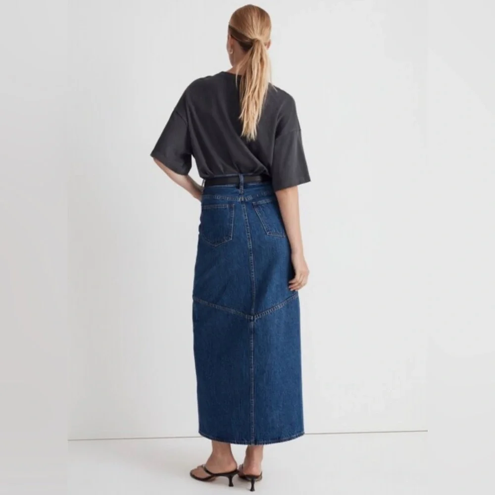 MADEWELL Denim Mid Rise Maxi Jean Skirt Pineland Wash Size 32